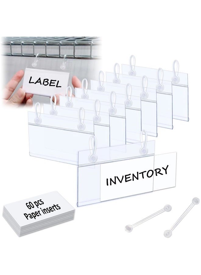 ChanQnTon Shelf Labels 60 Count, Label Holder with Easy Clip Hanger and Matched Blank Label Inserts,Basket Labels and Price Tags,Shelf Tags for Wire Shelving,Labels 3.15x1.57inch . - Image 1
