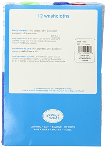 Luvable Friends Unisex Baby Cotton Rich Washcloths Blue Stripe One Size - Image 3