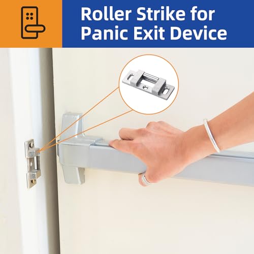 MOSECYOU Fire Rated Rim Strike for Panic Exit Device, Surface Roller Strike Plate for Push/Cross Bar, Universal Striker for Storefront/Commercial/Household Emergency Exit Door - Image 2