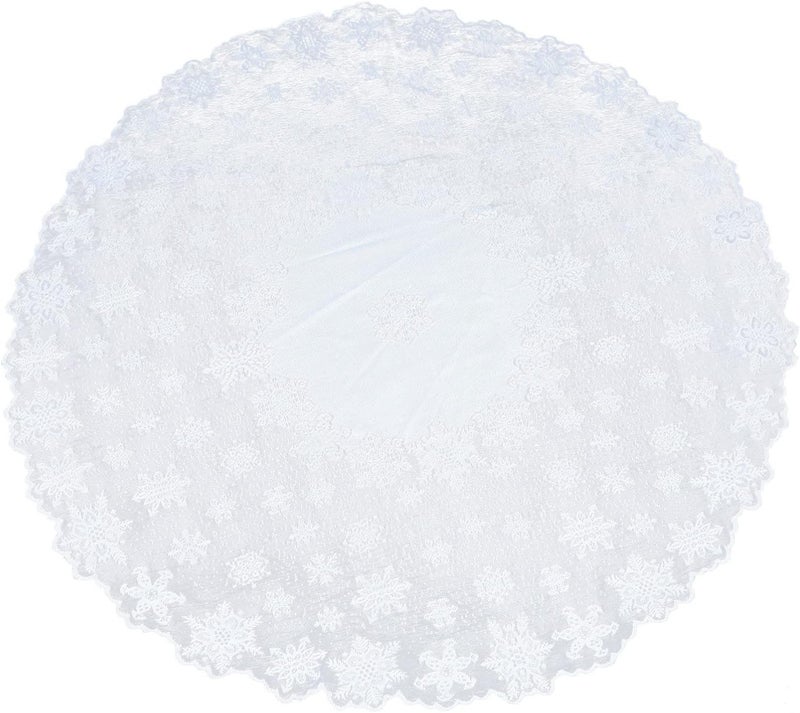 FOMIYES مفرش طاولة عيد الميلاد من الدانتيل على شكل ثلج دائري غطاء طاولة ثلجية عداء مدفأة وشاح قمة لتزيين حفلات عيد الميلاد ورأس السنة الجديدة - Image 1