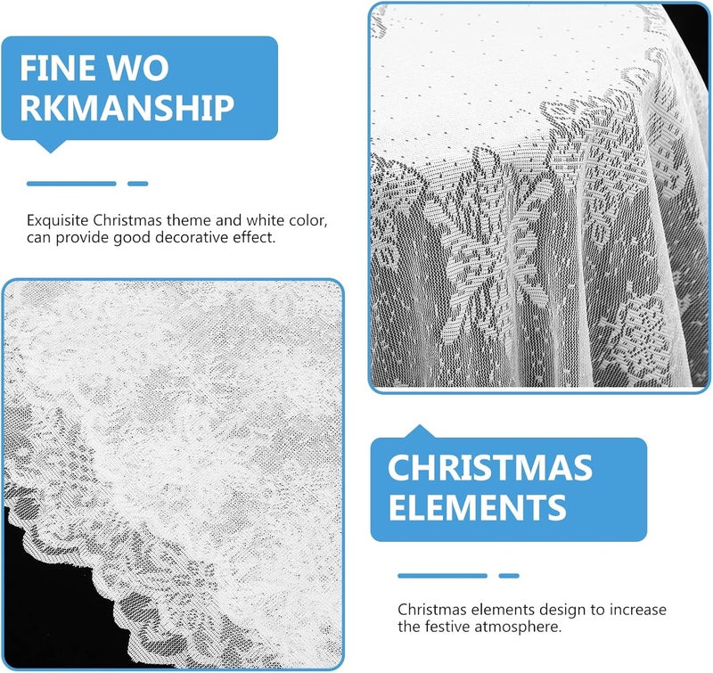 FOMIYES مفرش طاولة عيد الميلاد من الدانتيل على شكل ثلج دائري غطاء طاولة ثلجية عداء مدفأة وشاح قمة لتزيين حفلات عيد الميلاد ورأس السنة الجديدة - Image 5