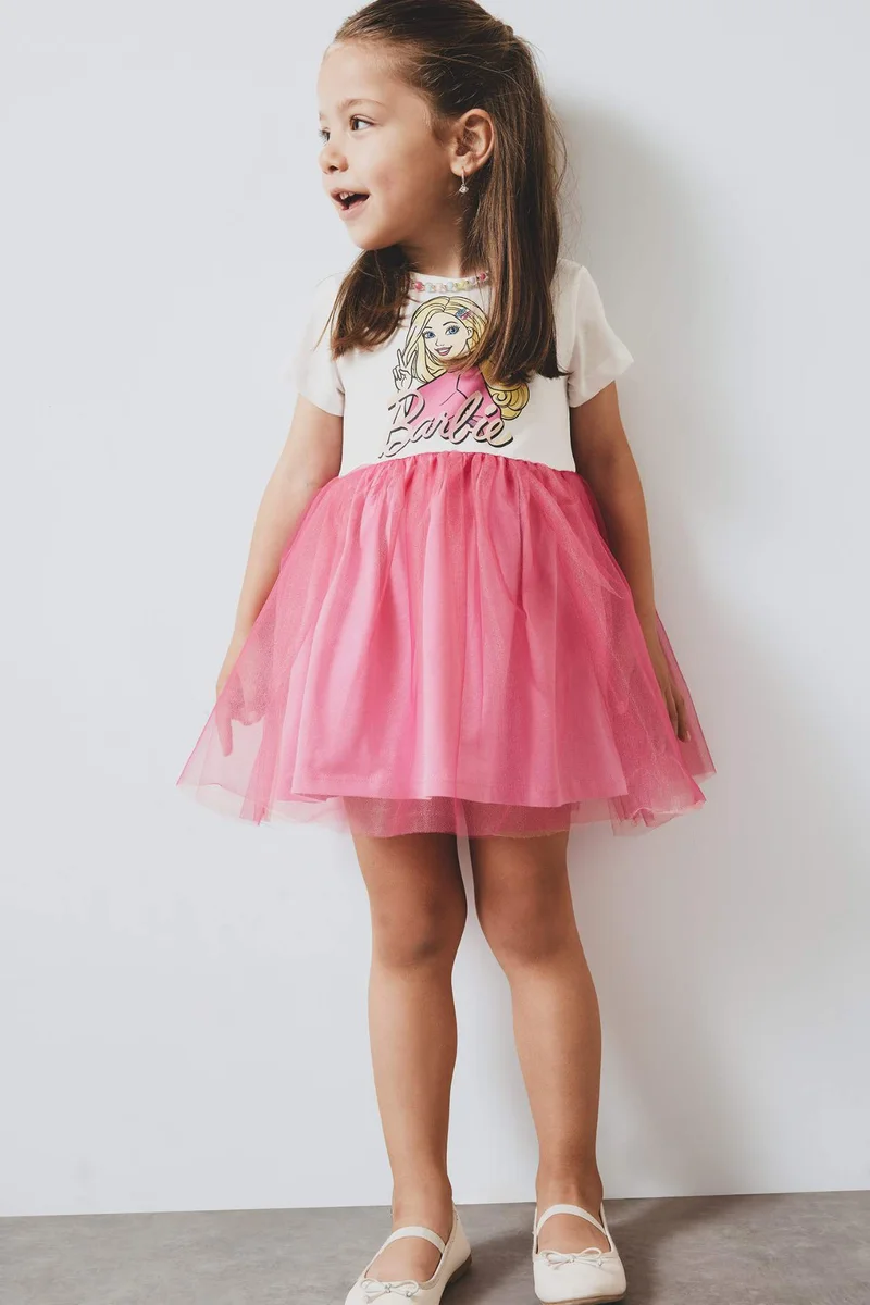 ديفاكتو Baby Girl Barbie Short Sleeve Tulle Dress