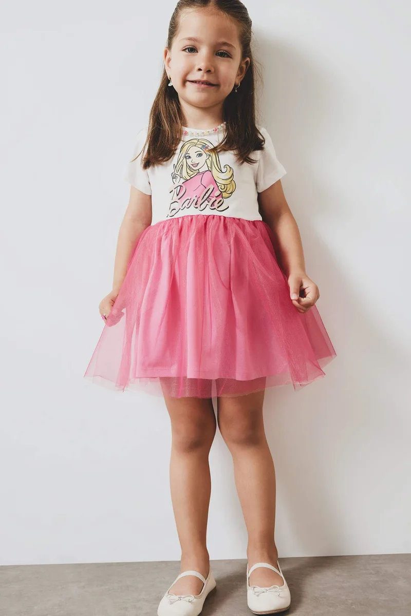 ديفاكتو Baby Girl Barbie Short Sleeve Tulle Dress