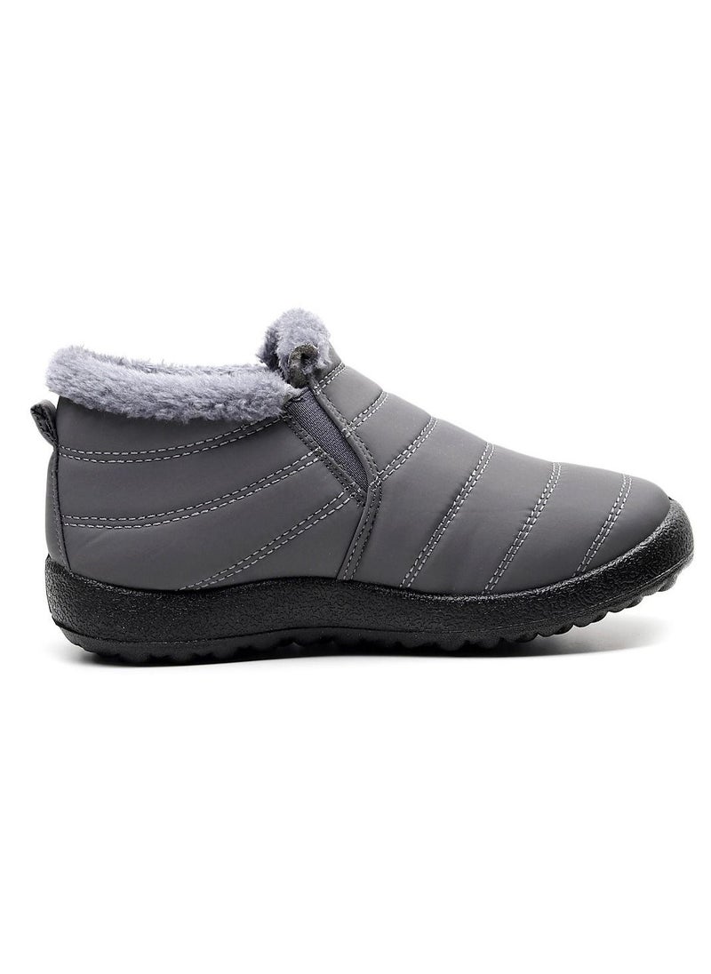 Loquat Ankle Boots Thermal Slip On Casual Footwear for Women Grey - Image 1