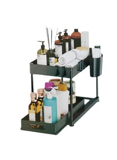 1 Pack Black 2-Tier Under Sink Organizer Sliding Bathroom Cabinet Organizer with Hooks Under The Sink Organizer Kitchen - pzsku/ZCA7FA1B7F832656DDEDAZ/45/_/1739850860/8299be76-2213-48f1-b971-f86d24789206