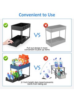 1 Pack Black 2-Tier Under Sink Organizer Sliding Bathroom Cabinet Organizer with Hooks Under The Sink Organizer Kitchen - pzsku/ZCA7FA1B7F832656DDEDAZ/45/_/1739850972/b16eac8d-3d54-477f-a6e1-087d3c04cd93