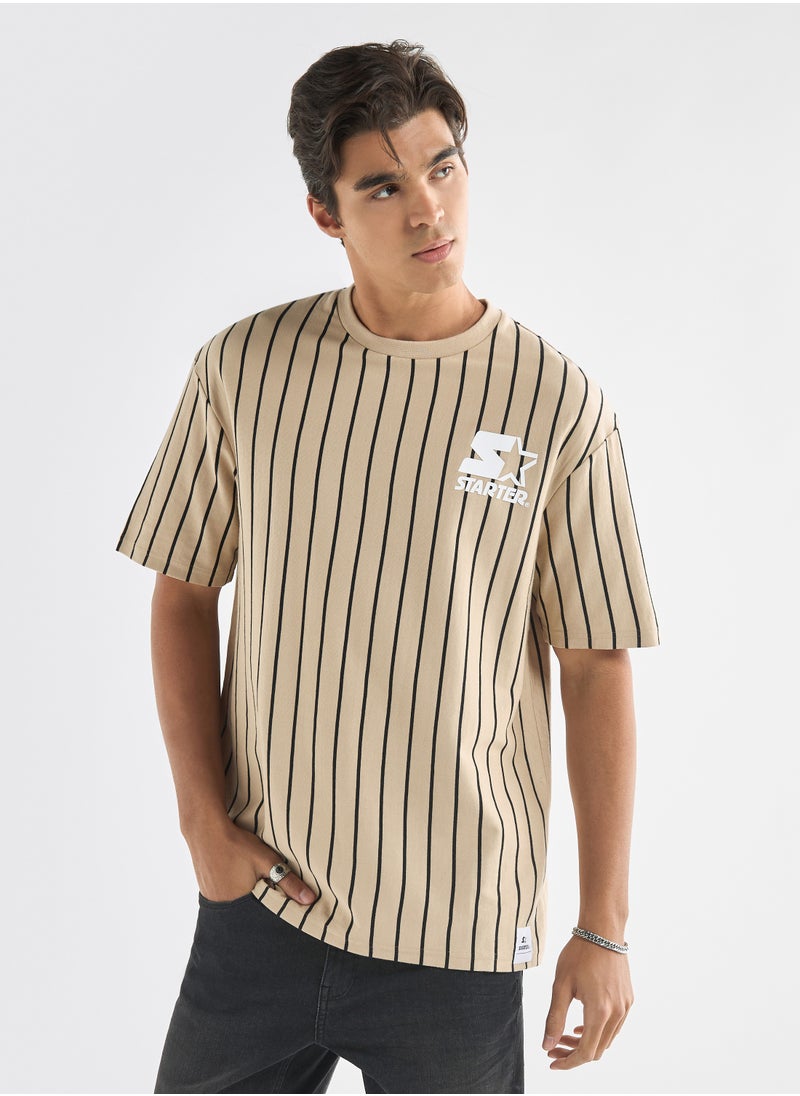 STARTER Starter Striped T-shirt with Crew Neck and Short Sleeves  - Image 1