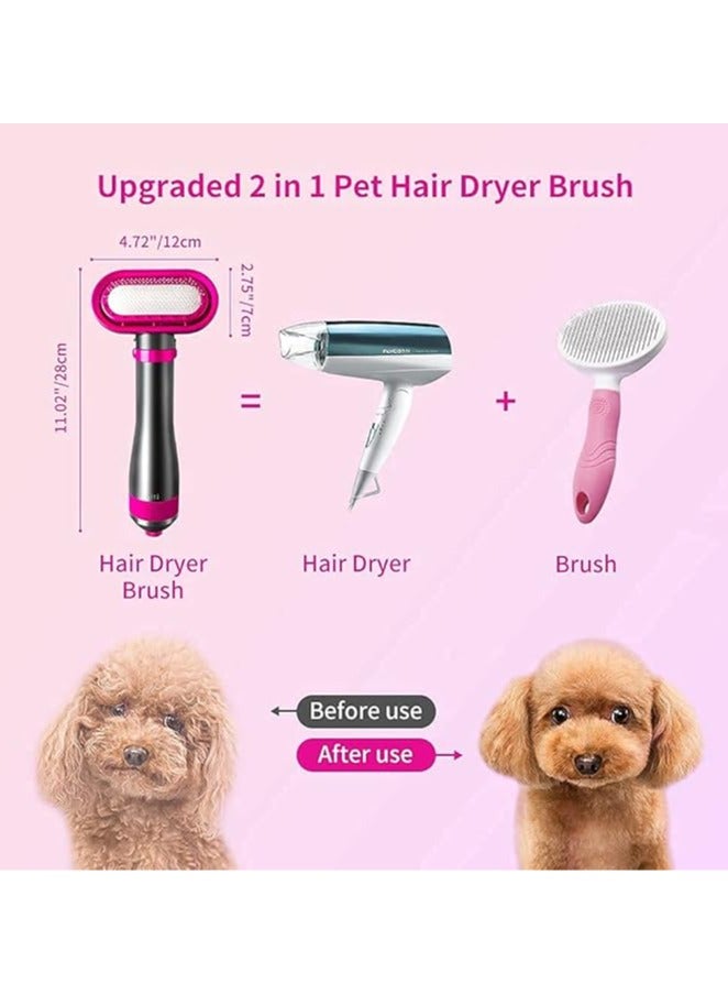 عام فرشاة مجفف لشعر الحيوانات الأليفة 2 في 1، مجفف لشعر الحيوانات الأليفة في المنزل بجودة عالية للكلاب والقطط الصغيرة والمتوسطة صامت، إعدادين لدرجة الحرارة و3 مضخات قابلة للتعديل. - Image 4