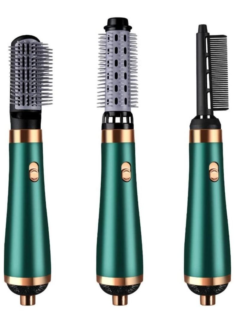 ELTRAZONE New Electric Hair Dryer Blow Dryer Comb Rotating Hot Air Brush 3 In 1 Hairdryer Hair Blower Brush Hair Curler Auto Curling Iron (Green)  - Image 1