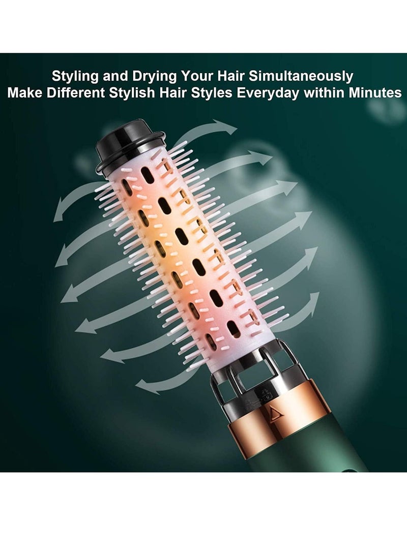 ELTRAZONE New Electric Hair Dryer Blow Dryer Comb Rotating Hot Air Brush 3 In 1 Hairdryer Hair Blower Brush Hair Curler Auto Curling Iron (Green)  - Image 4