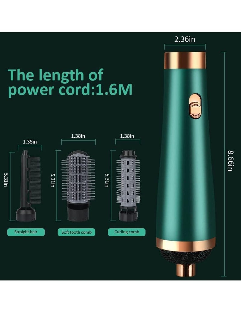 ELTRAZONE New Electric Hair Dryer Blow Dryer Comb Rotating Hot Air Brush 3 In 1 Hairdryer Hair Blower Brush Hair Curler Auto Curling Iron (Green)  - Image 2
