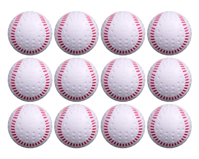 Baden White Dimpled Baseballs with Red Seams | High-Durability for Pitching Machines, Consistent Training, 12-Pack - Image 1