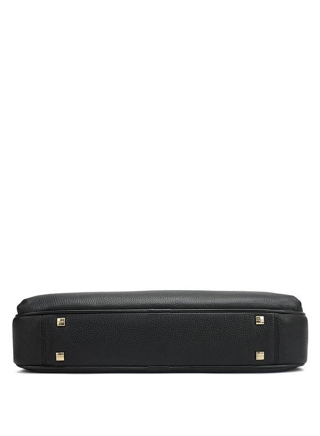 Da Milano Leather Black Laptop Bag with Adjustable Shoulder Strap - Image 5