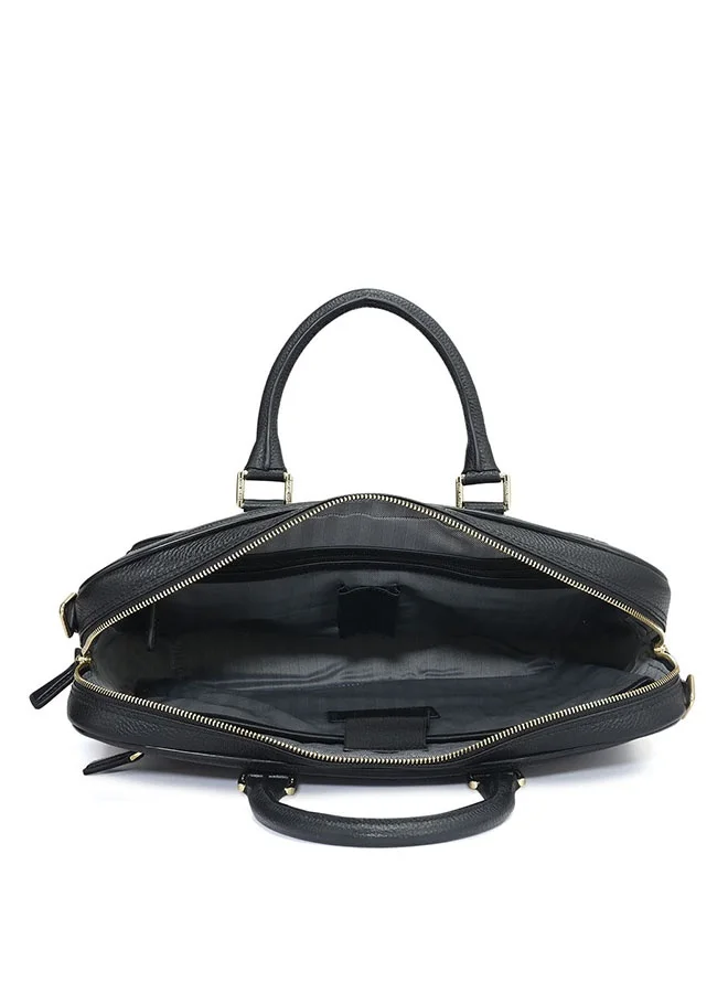 Da Milano  Leather Black Laptop Bag with Adjustable Shoulder Strap for Men | Best Price UAE