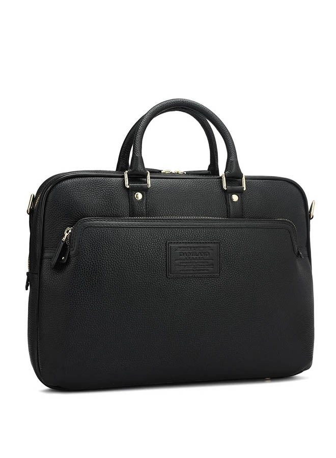 Da Milano Leather Black Laptop Bag with Adjustable Shoulder Strap - Image 2