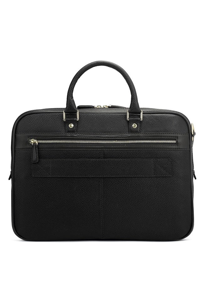 Da Milano Leather Black Laptop Bag with Adjustable Shoulder Strap - Image 4