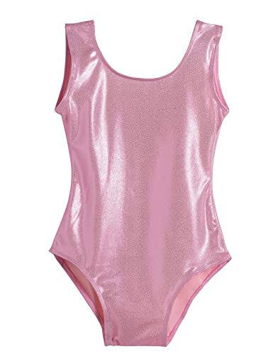 Domusgo Gymnastics Leotards for Girls 4t 5t Pink Sparkly One Piece Tumbling Outfits - Image 1