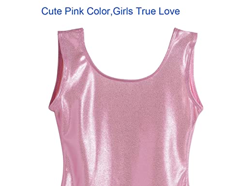Domusgo Gymnastics Leotards for Girls 4t 5t Pink Sparkly One Piece Tumbling Outfits - Image 3