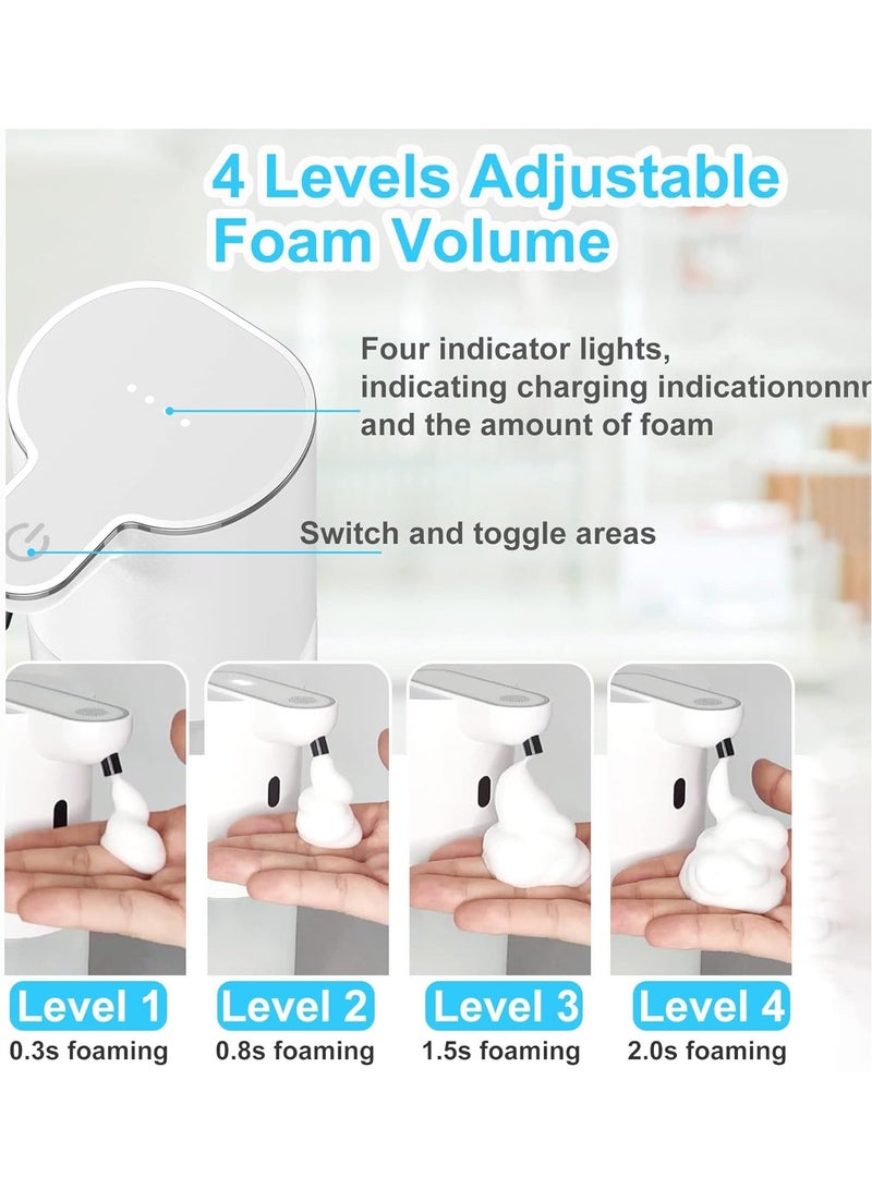 موثوقية التنبؤ موزع صابون رغوي اوتوماتيكي، موزع صابون رغوي 400 مل، 4 تروس قابلة للتعديل، قابل لاعادة الشحن بمنفذ USB، موزع صابون تلقائي بدون لمس للمطبخ والحمام والمطعم - Image 3