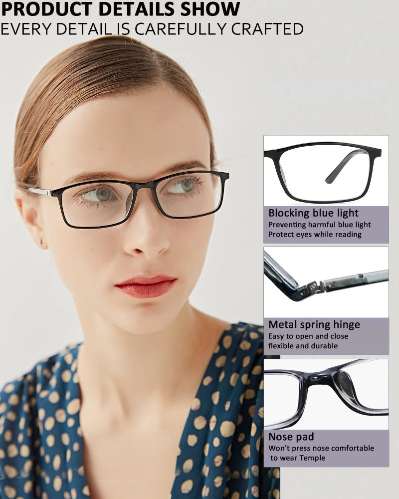 YTDBNS Reading Glasses for Women and Men, Rectangular Readers, Blue Light Blocking Computer Reading Glasses for Work and Daily Use - Image 4