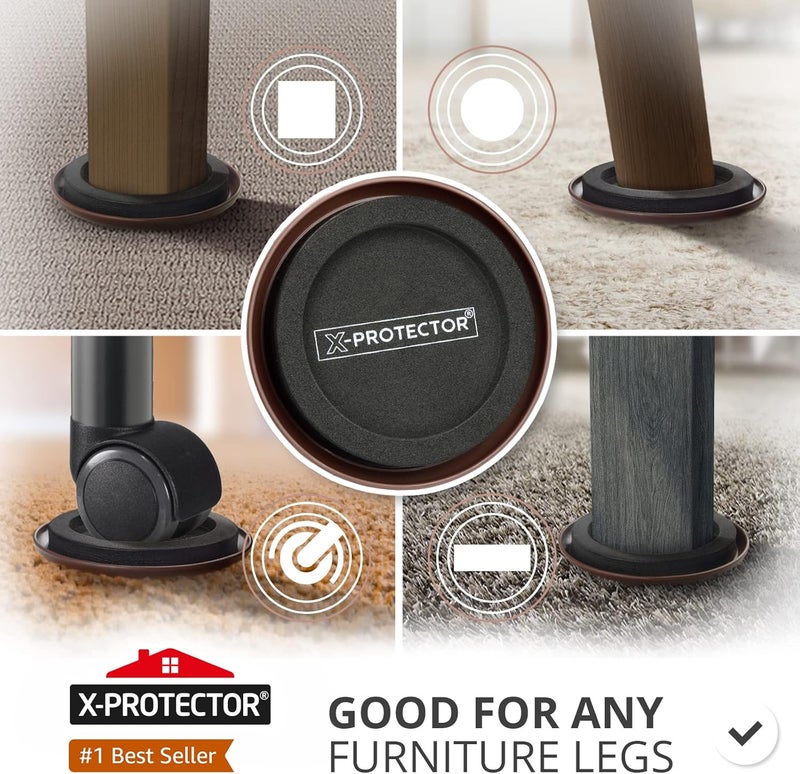 X-Protector Furniture Sliders for Carpet 8 PCS 4 3/4" - The Best Heavy-Duty Moving Pads - Sliders for Furniture with Unique Design. Move Your Furniture Easily with Furniture Sliders for Carpets! - Image 2