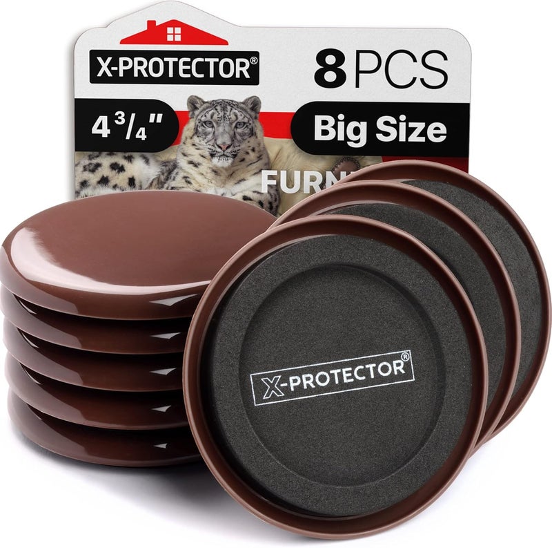 X-Protector Furniture Sliders for Carpet 8 PCS 4 3/4" - The Best Heavy-Duty Moving Pads - Sliders for Furniture with Unique Design. Move Your Furniture Easily with Furniture Sliders for Carpets! - Image 1