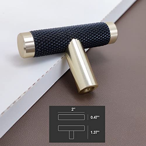Westablize 10 Pack 2 Inch Cabinet Knob Gold and Black Knurled Handles for Brushed Gold Drawer and Cupboard Aluminum Knob - Image 2