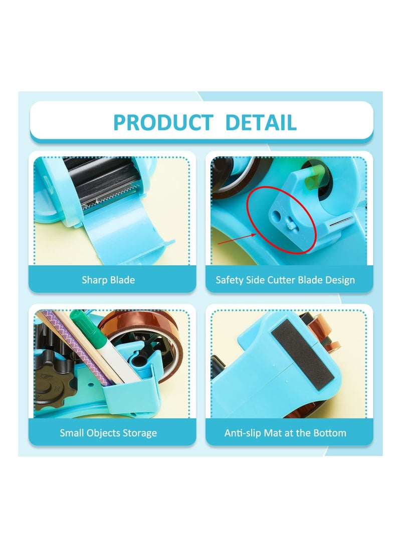 Captaintech Multiple Roll Cut Heat Tape Cut Dispenser, Heat Resistant Sublimation Desk Tape Dispenser with 5 Pieces High Temp Tape Multi-Size Heat Press Tape for Industrial Use, Solder (Blue) - Image 2