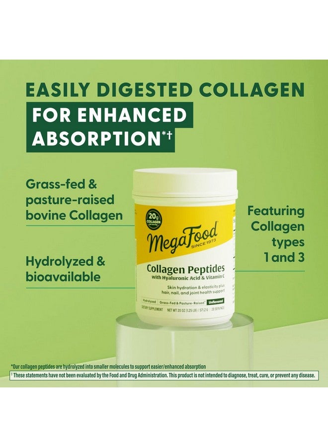 MegaFood Collagen Peptides for Women & Men - Unflavored Collagen Powder with Hyaluronic Acid & Vitamin C - Supports Skin Hair Nails & Joint Health - 20g Grass Fed Bovine Collagen - 20oz, 28 Servings - Image 4
