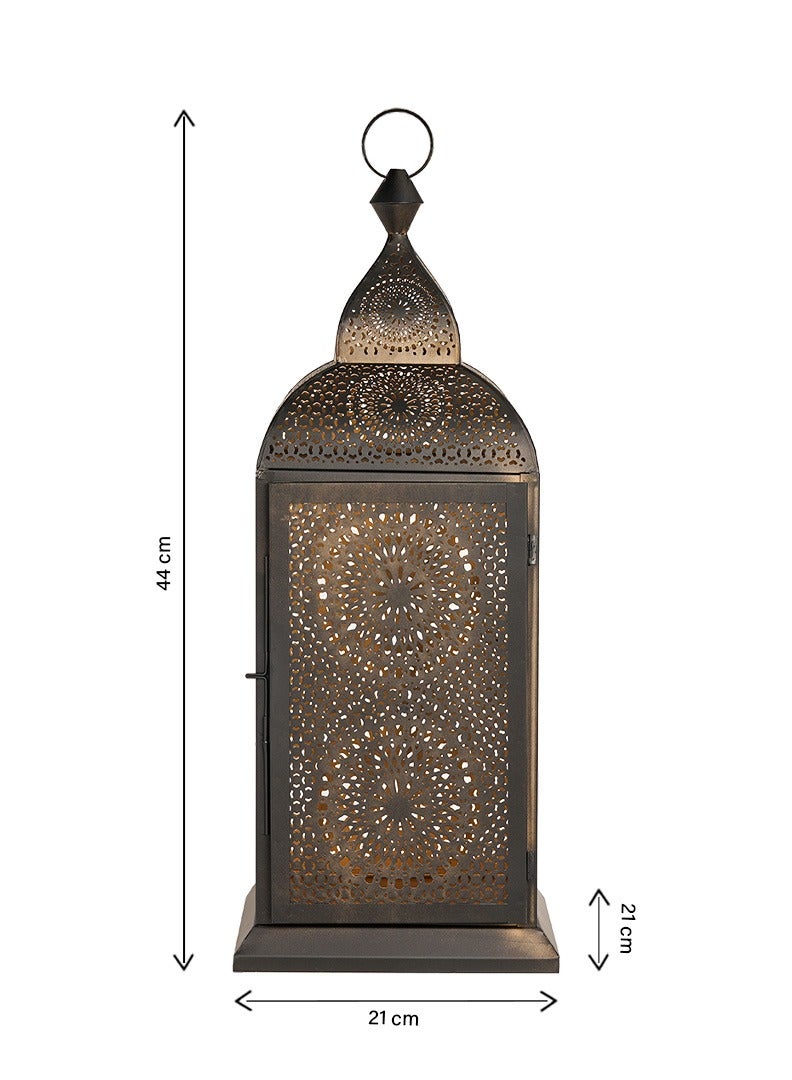 HilalFul Handmade Decorative Candle Holder Vintage Lantern Medium | Indoor & Outdoor | Home Decoration Hanging Table Top | Ramadan, Eid, Diwali, Weddings, Parties | Iron Black - Image 3