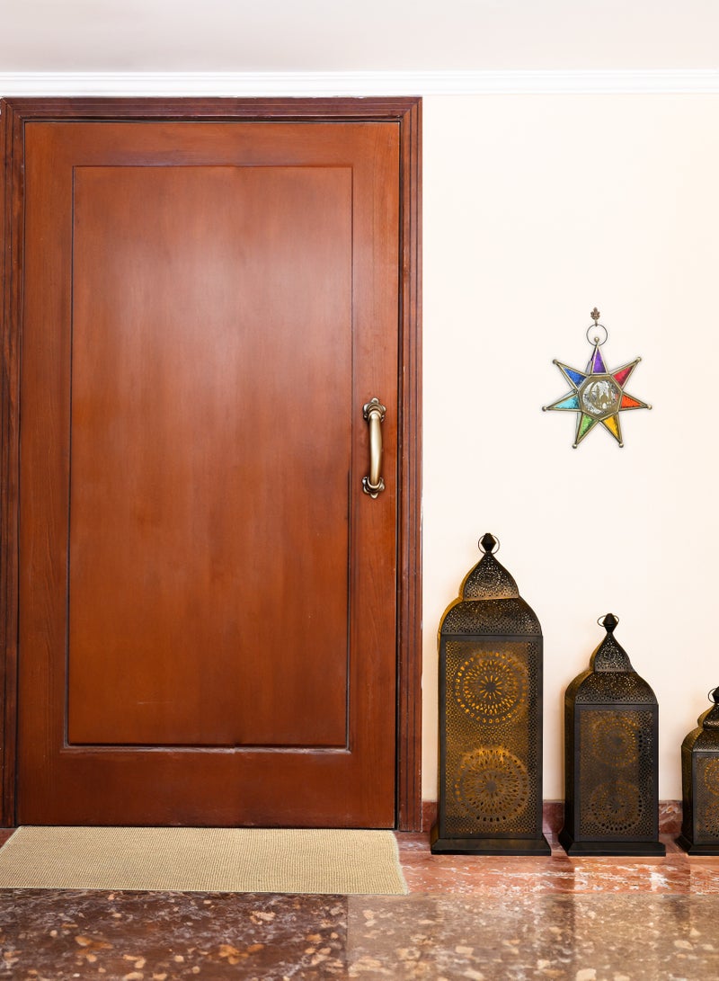 HilalFul Handmade Decorative Candle Holder Vintage Lantern Medium | Indoor & Outdoor | Home Decoration Hanging Table Top | Ramadan, Eid, Diwali, Weddings, Parties | Iron Black - Image 2