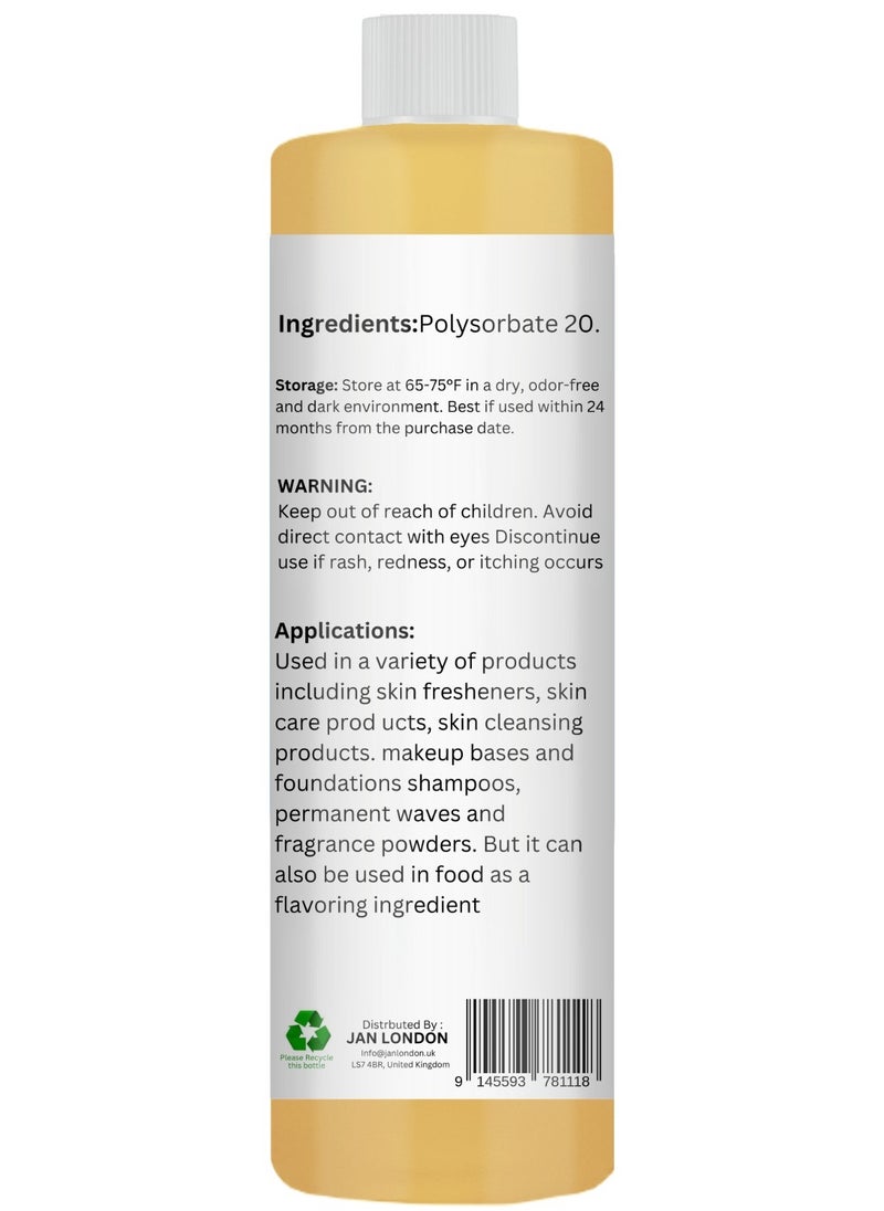 JAN LONDON JAN LONDON Polysorbate 20 - High-Purity Cosmetic-Grade Emulsifier and Solubilizer for Professional Skincare, Haircare, and DIY Beauty Formulations 500ml  - Image 2