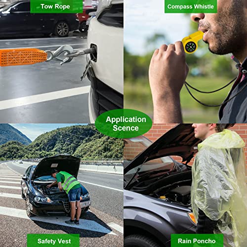 HolaKit Auto Emergency Kit, 55-Piece Car Emergency Roadside Kit with Jumper Cables, First Aid Kit, Safety Hammer, Goggles, Tow Ropes and More Ideal Car Essential Accessories for Women and Men - Image 4
