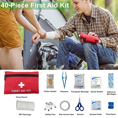 HolaKit Auto Emergency Kit, 55-Piece Car Emergency Roadside Kit with Jumper Cables, First Aid Kit, Safety Hammer, Goggles, Tow Ropes and More Ideal Car Essential Accessories for Women and Men - Image 3