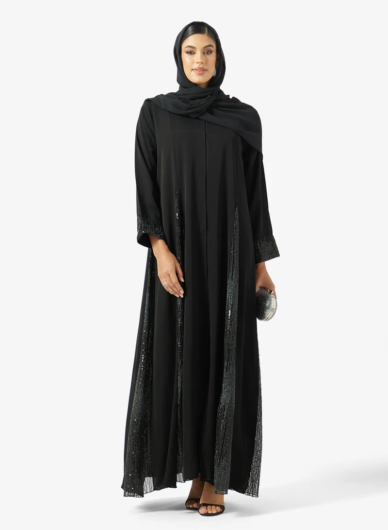 Khizana Abaya With Shimmer Hem & Sheila