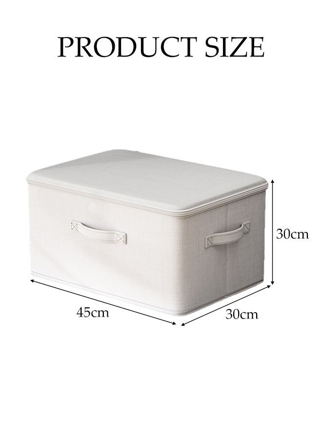 DUNISO Set of 3 Extra Large White Collapsible Storage Bins, Eco Friendly Fabric, Rigid Box walls,Cubes with Handles,Suitable for Living Room, Bedroom etc. - Image 2