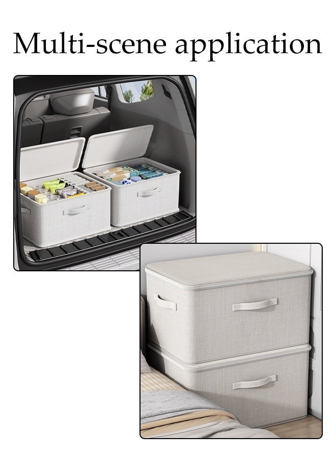 DUNISO Set of 3 Extra Large White Collapsible Storage Bins, Eco Friendly Fabric, Rigid Box walls,Cubes with Handles,Suitable for Living Room, Bedroom etc. - Image 3