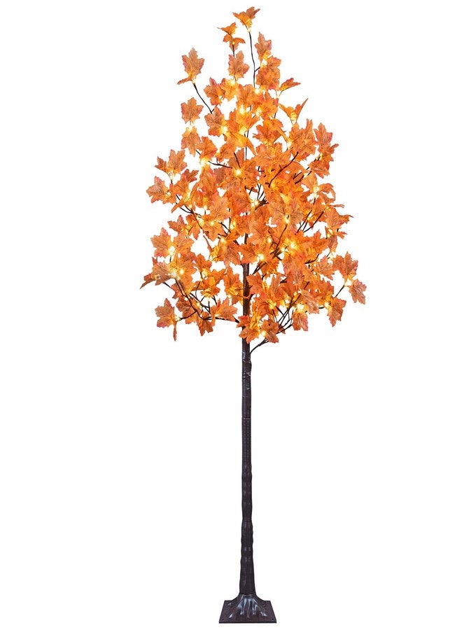 LIGHTSHARE 6FT 120LED Artificial Lighted Maple Tree Warm White Fall Decorations Indoor Ourdoor, Orange - Image 1