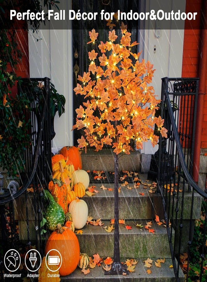 LIGHTSHARE 6FT 120LED Artificial Lighted Maple Tree Warm White Fall Decorations Indoor Ourdoor, Orange - Image 3