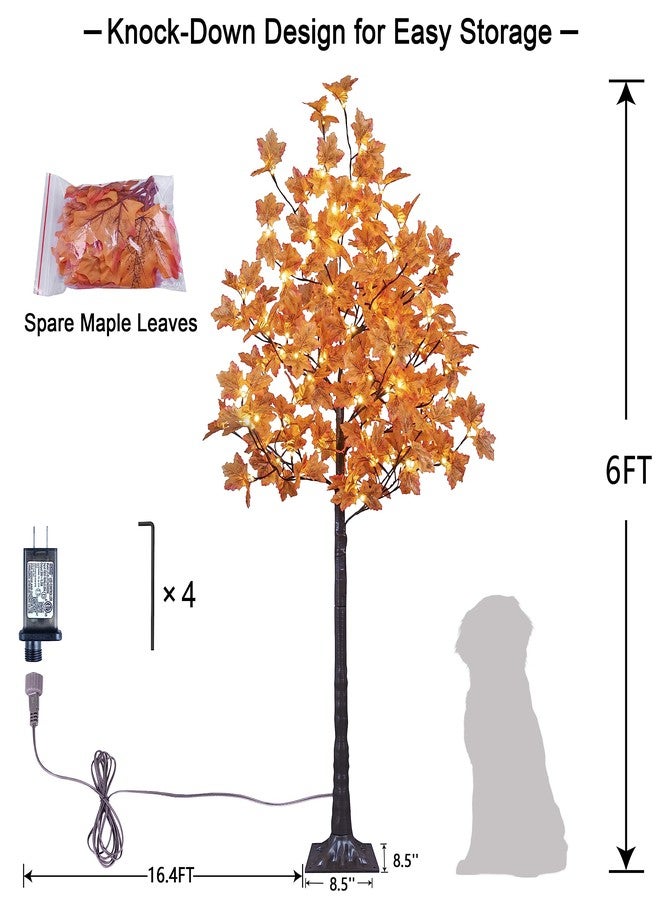 LIGHTSHARE 6FT 120LED Artificial Lighted Maple Tree Warm White Fall Decorations Indoor Ourdoor, Orange - Image 5