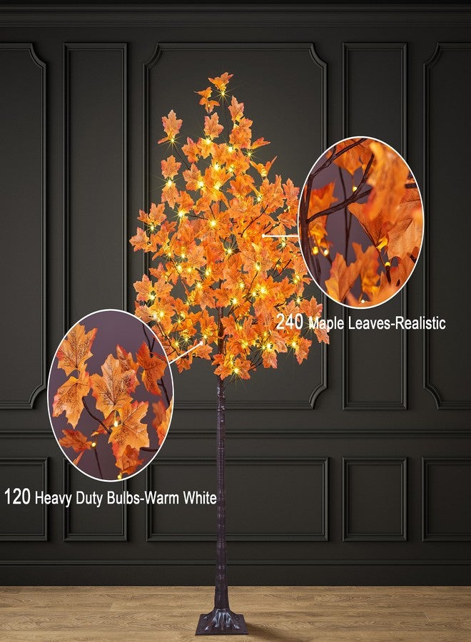 LIGHTSHARE 6FT 120LED Artificial Lighted Maple Tree Warm White Fall Decorations Indoor Ourdoor, Orange - Image 2