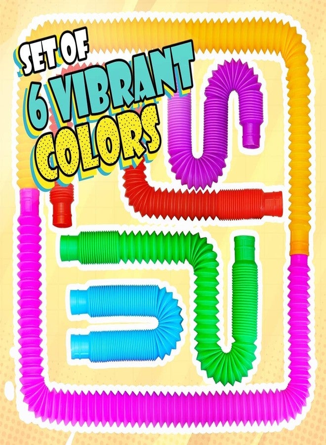 VIRELLO Pop Tubes Fidget Toy, Sensory Tubes, Poppin Pipes for Kids, Stress Relief Stretch Bend Build and Connect Toy, Fidget Toys for Sensory Learning, Colorful Pop Tubes (Pack of 6) - Image 3