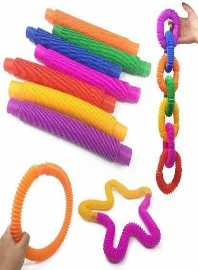 VIRELLO Pop Tubes Fidget Toy, Sensory Tubes, Poppin Pipes for Kids, Stress Relief Stretch Bend Build and Connect Toy, Fidget Toys for Sensory Learning, Colorful Pop Tubes (Pack of 6) - Image 2