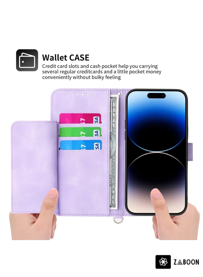 Zaboon Protective Case For iPhone 12 Pro Max Skin-feel Flowers Embossed Wallet Leather - Image 3