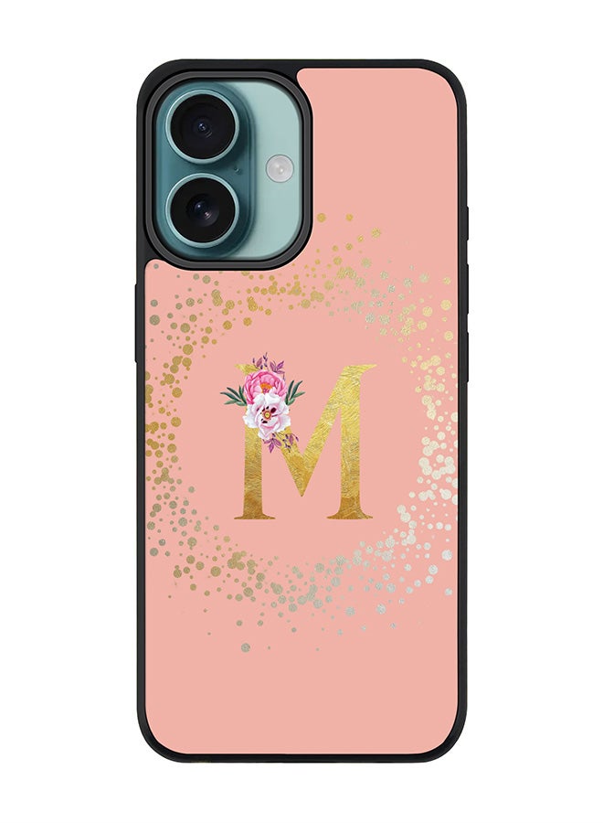 Stylizedd For iPhone 16 Case [Compatible with MagSafe] Slim Magnetic cover Phone Case iPhone 16 -Custom Monogram Floral - M (Rose Pink ) - Image 1