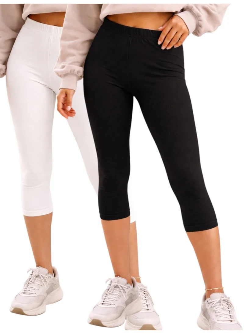 فكتور اند جين Girls’ Capri Leggings Multipack (2 Pack) – Basic Stretch Capri Leggings
