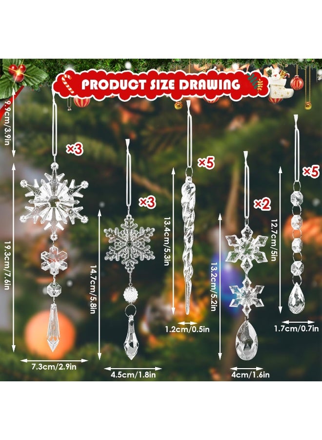 تشيلور زينة شجرة عيد الميلاد الكريستالية، زينة ندفة ثلج أكريليكية معلقة مع دلايات متدلية، مناسبة لثريات بلاد العجائب الشتوية، لوازم تزيين كريستالية. - Image 3