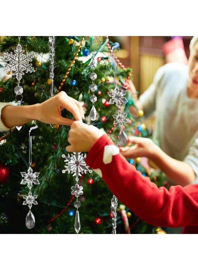 تشيلور زينة شجرة عيد الميلاد الكريستالية، زينة ندفة ثلج أكريليكية معلقة مع دلايات متدلية، مناسبة لثريات بلاد العجائب الشتوية، لوازم تزيين كريستالية. - Image 5