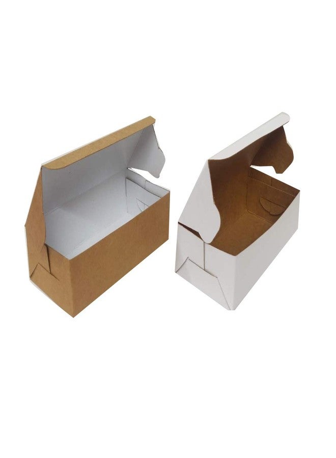 Flute Presents 2 Cup Cakes/Pastry/Brownie/Chocolate Paper Box in White and Brown Colour (Both Sides useable), (Size 6" x 3" x 2" - inch) (Set of 10) - Image 1