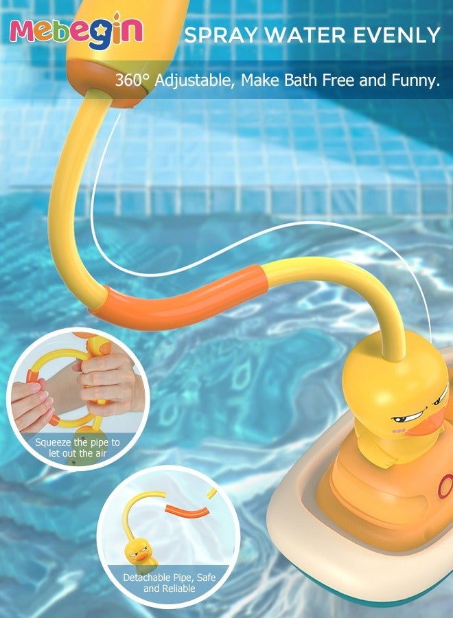 ميبيجين 8 قطع للأطفال لطيف بطة حمام رأس دش مجموعة مع فلتر مضاد للبكتيريا رذاذ الماء الكهربائي، ألعاب الحمام وقت الاستحمام هدايا عيد ميلاد للفتيات الأولاد، ألعاب الحمام للأطفال الصغار - Image 3